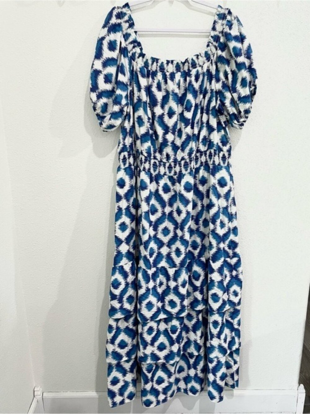 Knox Rose Tiered Ruffle Maxi Dress Blue Country Boho Pockets